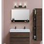 Kira Home Brentwood 22.5'' 3-Light Farmhouse Vanity/Bathroom Light + Seeded Glass Shades, Black + Wood Style Walnut Finish