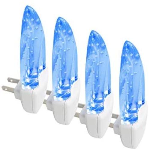 Blue LED Night Light 4 PACK Bubble Pattern, Auto On Off Night Light with Dusk to Dawn Sensor for Bedroom, Nursery, Bathroom, Kids Room,Kitchen