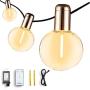 LED String Lights Indoor G50 24ft with 20 Bulbs Weatherproof Lights for Bedroom Living Room Transformer Extension, Spare Filament, Infrared Remote Control L.A.NOVA