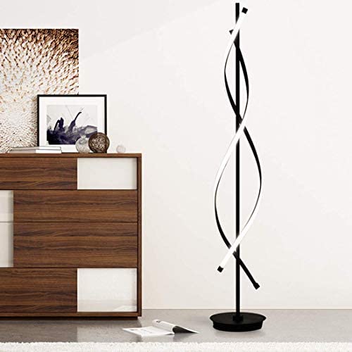 30W LED Floor Lamp Remote Control Dimmable Spiral Floor Lamp Indoor Lamp Floor Lamp for Living Rooms Family Rooms Bedrooms Offices Lighting (Black)