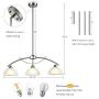 Dazhuan Modern Frosted Glass Shades Pendant Light Arched Alabaster Chandelier Kitchen Counter Island Hanging Ceiling Lighting, Brushed Nickel, 3-Light