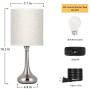 Better Chance Modern Bedside Table Lamps, Brushed Nickel Nightstand Lamps with Linen Fabric Shades for Living Room Family Bedroom Bedside Office(Set of 2) 