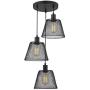 WOXXX Industrial 3-Light Pendant Lighting with Black Metal Cage Shade, Adjustable Ceiling Hanging Light Fixture Chandelier Pendant Light for Kitchen Island Living Room Dining Room Bedroom Hallway Bar