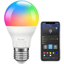 Govee LED Light Bulb Dimmable, Music Sync RGB Color Changing Light Bulb A19 7W 60W Equivalent, Multicolor Decorative No Hub Required LED Bulb with APP for Party Home (Dont Support WiFi/Alexa)