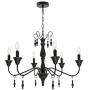 VINLUZ 6 Light Farmhouse Chandelier Matte Black Finish Industrial Pendant Lighting Fixture for Dining Room Rustic Kitchen Island Ceiling Light for Living Room Foyer Bedroom Coffee Bar Restaurant