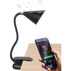 Clip On Reading Lamp - Clamp Desk Lamp with Bluetooth Speaker - Adjustable, Foldable Book Light - Eye Protection Mini Night Light for Book Worms, Kids, Bed Reading, Headboard, Computer