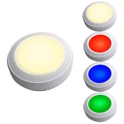 HONWELL Tap Light Wireless Touch Cabinet Light Multi Colored Push Counter Lights Dimmable Battery Powered RGB Puck Lights Stick on Voice Level Lights for Classroom Closet Shelf Wardrobe(5Pack)