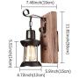 Rustic Wooden Wall Light Fixtures Industrial Metal Indoor Black Wall Sconce Vintage Style Restaurant Bedroom Farmhouse Lamp