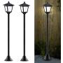 40 Inches Mini Solar Lamp Post Lights Outdoor, Solar Powered Vintage Street Lights for Lawn, Pathway, Driveway, Front/ Back Door, Pack of 2