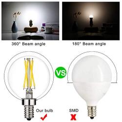 LiteHistory Dimmable e12 led Bulb g16.5 led Light Bulbs g16 Candelabra Bulbs 4W=40W Edison Bulb Daylight 5000K 400lm ac120v g50 Globe Light Bulbs for Chandelier,Vanity,Ceiling Fan Light Bulbs 6Pack