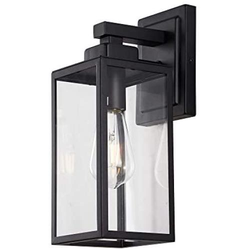 Outdoor Light Fixtures Lantern Wall Mount，Matte Black Wall Sconce Light Fixtures, Fixture with Clear Glass Shade for Entryway, Porch, Patio Doorway