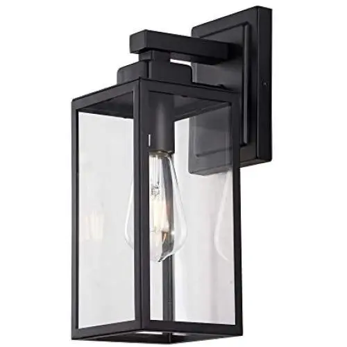 Outdoor Light Fixtures Lantern Wall Mount,Matte Black Wall Sconce Light Fixtures, Fixture with Clear Glass Shade for Entryway, Porch, Patio Doorway Outdoor Light Fixtures Lantern Wall Mount,Matte Black Wall Sconce Light Fixtures, Fixture with Clear Glass Shade for Entryway, Porch, Patio Doorway