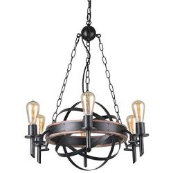 Giluta Globe Chandelier Light Industrial Metal Chandelier Retro Castle Pendant Light Displays Changeable Hanging Ceiling Light Fixture 6 Lights for Entryway Foyer Hallway (C0051)