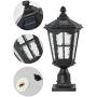 GYDZ Outdoor Solar Lamp Post Light With 3-Inch Pier Mount Base, Solar Post Lights Outdoor Classic Die Cast Aluminum With Water Glass, Solar Pillar Light For Gate Column, Driveway, 20.5H, Matte Black