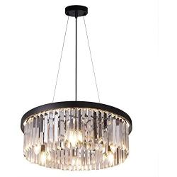 Wellmet Crystal Chandelier for Foyer Dining Room, 6 Lights Modern Crystal Pendant Light, Vintage Ceiling Lighting Fixture for Kitchen Island, Living Room, Bedroom, Hallway, W-21.65”