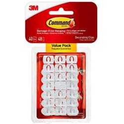 Command Decorating Clips, White, 40-Clips (17026-40ES), Decorate Damage-Free