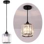 Mini Pendant Light Crystal Pendant Lighting Fixture Flush Mount Ceiling Lighting Fixture Adjustable Hanging Light for Dining Room Bedroom Kitchen Island Living Room Hallway,E26 Bulb,Black
