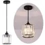 Mini Pendant Light Crystal Pendant Lighting Fixture Flush Mount Ceiling Lighting Fixture Adjustable Hanging Light for Dining Room Bedroom Kitchen Island Living Room Hallway,E26 Bulb,Black