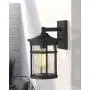 Emliviar Outdoor Wall Light Fixture, Exterior Wall Sconce Lantern, Black Finish with Seeded Glass, 2085B3 BK