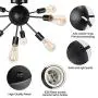 Semi Flush Mount Ceiling Light with 8 Light, Modern Black Sputnik Chandelier with E26 Base, Industrial Vintage Ceiling Lamp Fixture for Bedroom Kitchen Entryway Hallway