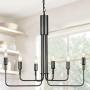 T&A Dining Room Chandelier,Modern Black 6-Light Chandeliers Farmhouse Pendant Light Fixture for Kitchen Island Dining Room Living Room