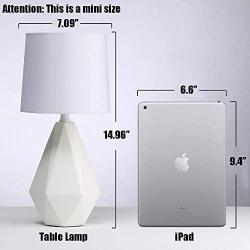 SOTTAE Modern Small Ceramic Table Lamp, White Irregular Geometric Bedside Desk lamp for Living Room Bedrooms , Nightstand Lamps with White Fabric Shade