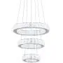 SEFINN FOUR Modern Crystal Chandelier LED Light Fixture 3 Rings Pendant Adjustable Stainless Steel Flush Mount Ceiling Lighting Chandelier for Dining Room Living Room Foyer Bedroom Cold White