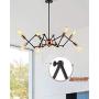 Harriet Modern 8-Light Sputnik Chandelier, Starburst Mid Century Pendant Light，Adjustable Swing Arms Ceiling Light Fixture for Kitchen, Dining Room, Living Room, Black and Rose Gold Finish, HPL02BRG-8