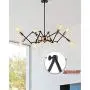 Harriet Modern 8-Light Sputnik Chandelier, Starburst Mid Century Pendant Light，Adjustable Swing Arms Ceiling Light Fixture for Kitchen, Dining Room, Living Room, Black and Rose Gold Finish, HPL02BRG-8