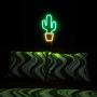 Isaac Jacobs 19” x 10” inch LED Neon Green Cactus with Yellow Planter Wall Sign for Cool Light, Wall Art, Bedroom Decorations, Home Accessories, Party, and Holiday Décor: Powered by USB Wire (Cactus)