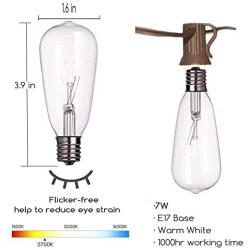 Outdoor String Lights 20Ft with 20 Edison Bulbs Vintage Bistro ST40 String Lights Waterproof UL Listed Patio String Lights for Garden Backyard Party Wedding-Brown
