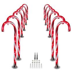 amsike Cane Candy Lights Pathway Markers - 12 Sets Outdoor Christmas Candy Cane Pathway Markers - Holiday Walkway Lights Outdoor Ornaments Xmas Outside Decoration for Yard Lawn (12)