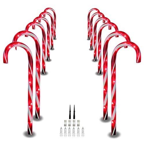 amsike Cane Candy Lights Pathway Markers - 12 Sets Outdoor Christmas Candy Cane Pathway Markers - Holiday Walkway Lights Outdoor Ornaments Xmas Outside Decoration for Yard Lawn (12) amsike Cane Candy Lights Pathway Markers - 12 Sets Outdoor Christmas Candy Cane Pathway Markers - Holiday Walkway Lights Outdoor Ornaments Xmas Outside Decoration for Yard Lawn (12)