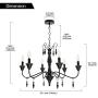 VINLUZ 6 Light Farmhouse Chandelier Matte Black Finish Industrial Pendant Lighting Fixture for Dining Room Rustic Kitchen Island Ceiling Light for Living Room Foyer Bedroom Coffee Bar Restaurant