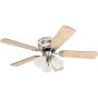 Prominence Home 50863 Whitley Hugger Ceiling Fan with 3 Light Fixture, 42'' LED Indoor Low-Profile/Flush-mount, Satin Nickel