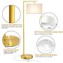Gold Floor Lamp for Living Room, Modern 5 Tall Stand Up Light, Montage Overhangs Reading Lamps, Classic LED Nursery Standing Lighting for Bedroom Study Room with LED Bulb - Gold, Antique Brass