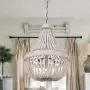 DERALAN Wood Bead Chandelier Modern Rustic Farmhouse Chandeliers 3-Lights Wooden Island Pendant Lighting Fixture Retro Ceiling Lights for Dining Room Kitchen Bedroom Foyer D17.7''
