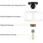 Semi-Flush Mount Ceiling Light,Clear Glass Shade,Brass Accent Socket,Modern Ceiling Light Fixture with Black Finish for Kitchen,Hallway,Entryway,Dining Room,Bedroom,Cafe, Bar,Living Room