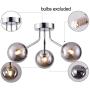 Chandelier Ceiling Mounted Lights Smoked Glass Globe G9 Bulb for Living Room(Chrome, 3-Light)