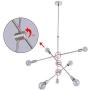 BOWRAIN 6 Lights Brushed Nickel Chandelier Light Fixture Contemporary Sputnik Pendant Light Modern Flush Mount Hanging Lamp for Dining Kitchen Island Bedroom Lighting