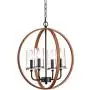 Maxax Indoor Chandelier 4 Lights Wood Pendant Lighting with Clear Glass Shade for Dining Room, Living Room Maxax Indoor Chandelier 4 Lights Wood Pendant Lighting with Clear Glass Shade for Dining Room, Living Room