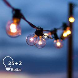 Grezea Outdoor Indoor Globe String Lights with 27 Clear G40 Light Bulbs, Perfect Decor /Commercial Lighting for Patio Backyard Garden Wedding Party Tent RV Bedroom Cafe Shop Bistro Market, Warm White