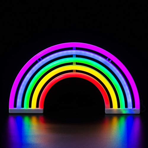 Rainbow Neon Signs Lights for Wall Decor, USB/ Battery LED Night Light for Bedroom, Decorative Neon Sign Light for Bedroom, Valentines Day, Christmas, Birthday Party, Living Room, Girls, Kids Room