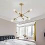 Modern Sputnik Chandelier Lighting Fixture 6 Lights Brushed Brass Chandeliers Mid Century Pendant Light Gold Ceiling Light Fixture for Hallway Bar Kitchen Dining Room (Brushed Brass)