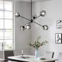 BOKT Sputnik Chandelier 6 Lights Magic Bean Molecular Chandelier Globe Chandeliers Light Fixture for Living Room Restaurant Kitchen Island E26 Base (Smoke Grey, 6 Lights)