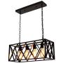 Industrial Island Pendant Lighting,Black Metal Light,Vintage Hanging Rectangular Light Fixture for Farmhouse, Kitchen, Bar,Dinning Room,E26 4 Lights