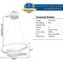 Modern Chandelier with Irregular Ring Pendant Lights 55W LED Adjustable Chandeliers Ceiling Light Fixture for Dining Room Bedroom Living Room White by HELYCH