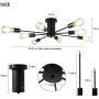 WBinDX 8 Lights Semi Flush Mount Ceiling Light Black Industrial Sputnik Chandelier Modern Bedroom Living Room Kitchen Foyer Hallway Lighting Fixture