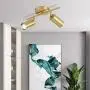 BOKT Flush Mount Ceiling Light 2 Heads Golden Track Lighting Fixture Modern Adjustable Ceiling Spotlight for Bedroom Living Room (2 Lights)