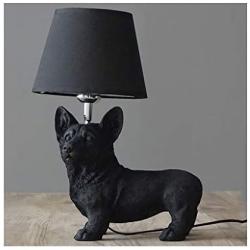 WYHM Bedroom Table Lamp Black Nightstand Lamps with Fabric Shade Artificial Dog Resin Base Bedside Dask Lamp for Living Room Bedroom Office Side Lamp (Color : Corgi 16.5x10.2)